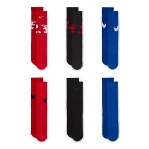 Nike Everyday Cushioned Crew Dri-Fit Kids Socks 6-Pairs Size M (6-8) SK0066-957